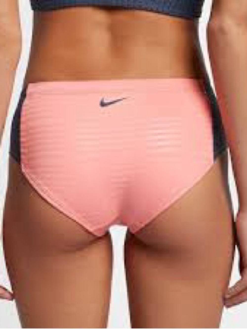 Nike Women's Coral Pink High-Rise Bikini Bottoms with Black Side Panels